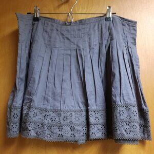 Skirt, Tara Jarmon for Target Gray Cotton Skirt with Eyelet Hemline